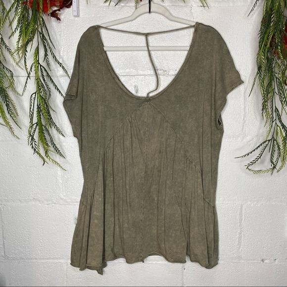 Hummingbird Acid Wash Green T Back Short Sleeve Swing Tee Oversized Size Large - Picture 5 of 7